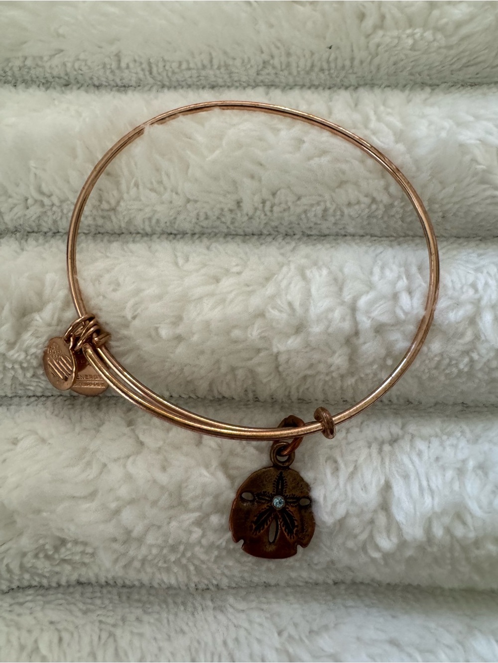 Alex and Ani Rose Gold Sand Dollar Charm Bangle Bracelet - Women Jewelry